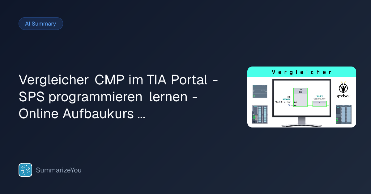 Zusammenfassung von Vergleicher CMP im TIA Portal - SPS programmieren ...