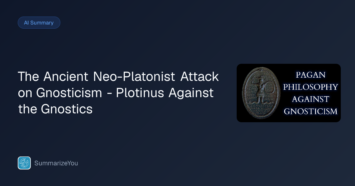 Summary of The Ancient Neo-Platonist Attack on Gnosticism - Plotinus ...