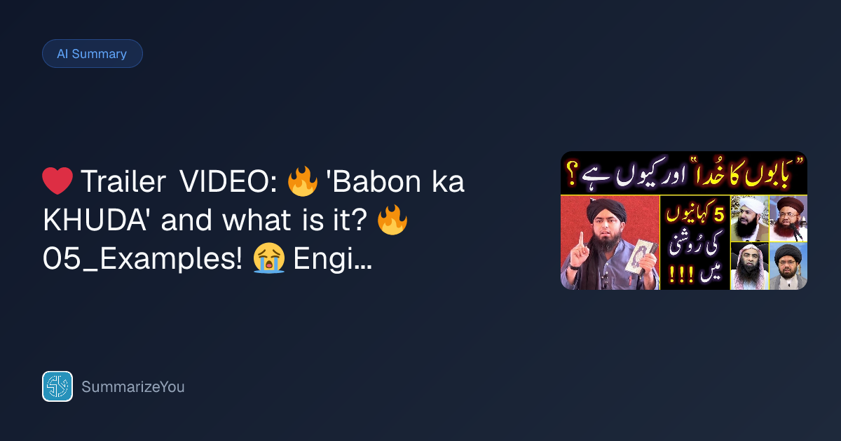 Summary of ️ Trailer VIDEO: 🔥 'Babon ka KHUDA' and what is it? 🔥 05 ...