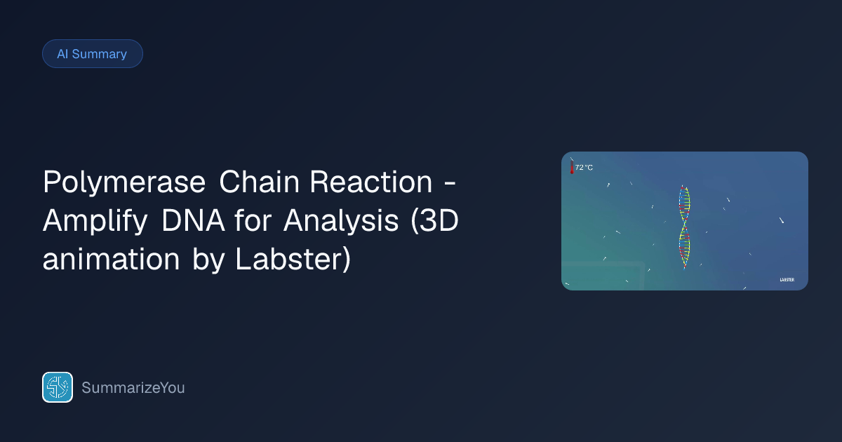Summary of Polymerase Chain Reaction - Amplify DNA for Analysis (3D ...