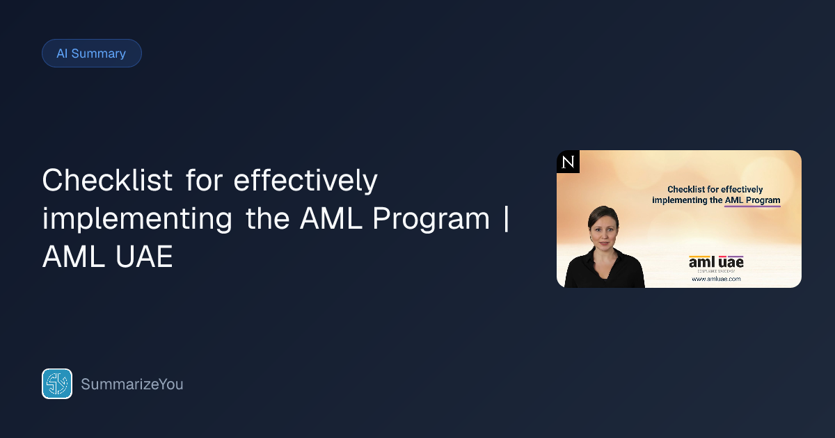 Resumen de Checklist for effectively implementing the AML Program | AML ...