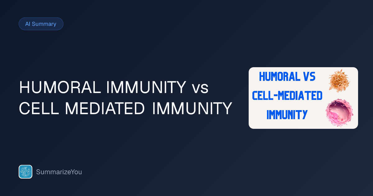 Resumen de HUMORAL IMMUNITY vs CELL MEDIATED IMMUNITY - SummarizeYou