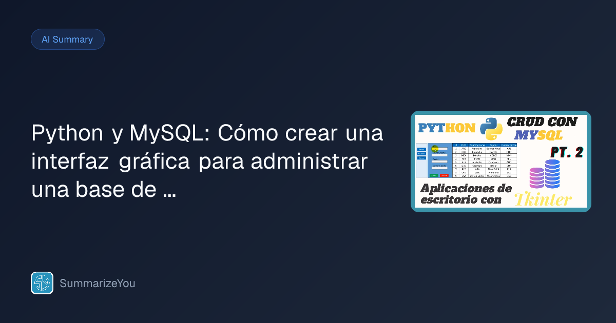 Python y MySQL: Cómo crear una interfaz gráfica para administrar una ...
