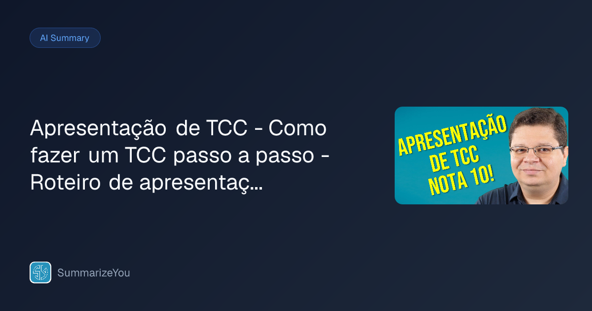 Resumo de Apresentação de TCC - Como fazer um TCC passo a passo ...