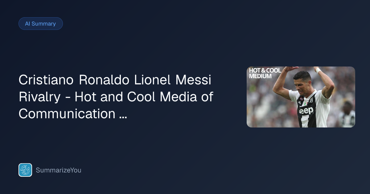 Cristiano Ronaldo Lionel Messi Rivalry - Hot and Cool Media of ...